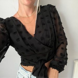 Altard State - Black Sheer Dot Blouse